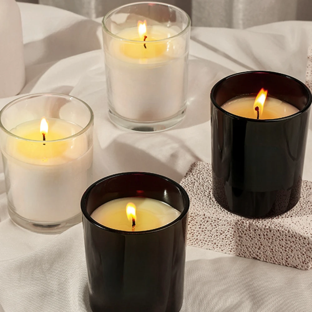 Luxury Candle Supplies Usa - Lüks Cam Mum Kavanoz Siyah Beyaz